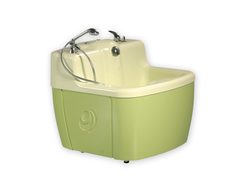 A hydrotherapy massage bath tub for lower limbs equipped with hydromassage jets.